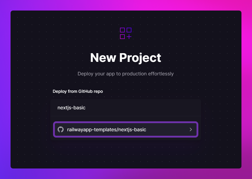 Railway 选择 GitHub 仓库页面